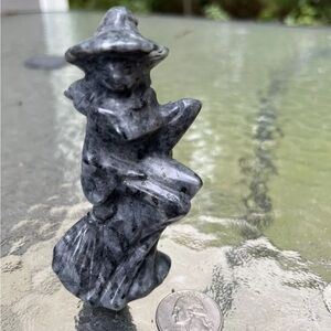 Hand carved Larvikite Crystal Witch Reiki Healing Halloween Carving